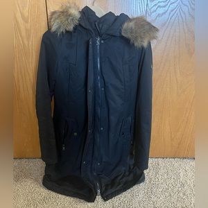 Long black winter coat